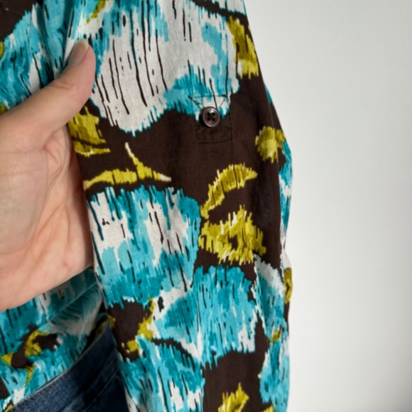 Jones New York Sport - Brown and Blue Floral Long Sleeve Button Down Shirt - Picture 5 of 11